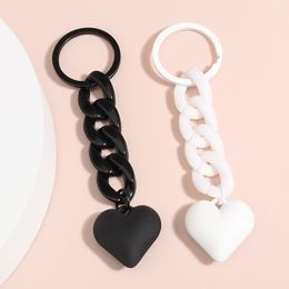 1set(2pcs) Acrylic Plastic Link Chain Keychain Handmade Heart Key Ring For Women Girls Handbag Pendant Accessorie Jewellery Gifts