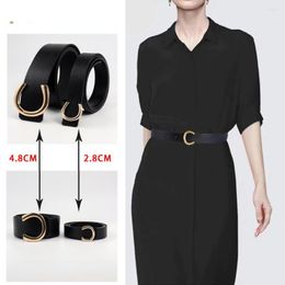 Belts Pu For Women Luxury Designer Jeans Belt Female Waistband Fashion Square Metal Buckle Lady Black