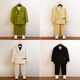 Suits Children's Spring Summer Korean Suit Set Boy Fashion Wedding Birthday Performance P ography Dress Kids Blazer Pants Clothes 230524