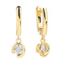 Cluster Rings Poulisa 5MM Round Cut Moissanite S925 Hoop Drop Earrings 18K Gold Plated 925 Sterling Silver Drops Dangle Ear Earring Mossan