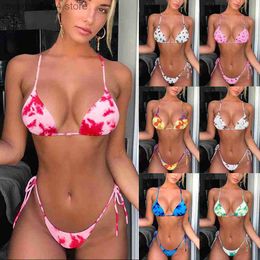 Women's Swimwear Yisiman 2020 New Halo Dyed Bikini Sexy Double Sided Material Strap Swimwear for Women Bikini T230524