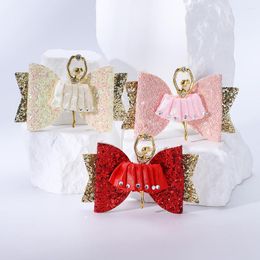 Hair Accessories 1Pcs 2.6 Inch Sparkly Glitter Bows With Clip For Baby Girls Solid Ballerina Hairpin Children Barrettes