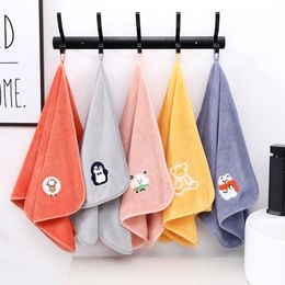 wholesale 2pcs/lot coral fleece cartoon embroidery cute towel home daily adult face wash towel with hook lovely towel 35*75cm