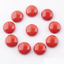 Loose Gemstones Natural Red River Jasper 12Mm Round Flat Back Cabochon Cab No Drill Hole For Diy Jewelry Accessories U3257 Drop Deliv Dh9Aa