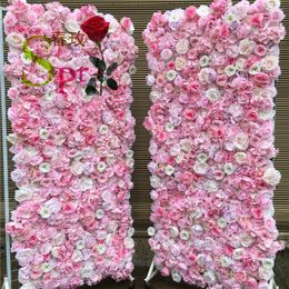 Decorative Flowers SPR Custom 3D Pink Flowerwall Wedding Artificial Silk Rose Flower Wall Panel Backdrop For