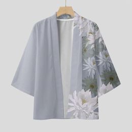 Men's Casual Shirts Kimono Man Yukata Samurai Floral Print Japanese Shirt Clothing Traditional Haori Women Harajuku Cardigan For Men