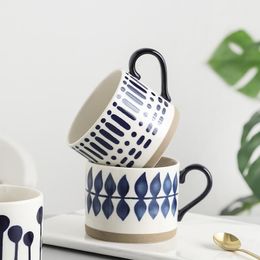 Mugs Cutelife Ins Nordic White Ceramic Tumbler Cup Retro Milk Water Tea Mug Vintage Reusable Coffee Lid Home Decor Heat Resistant