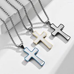 Chains Fashion Creative Minimalist Style Stainless Steel Cross Pendant Necklace Men Boys Girls Punk Hip Hop Friendship Jewellery Gifts