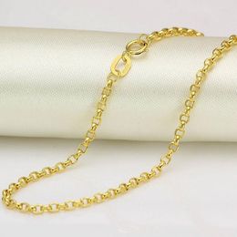 Chains Pure Au750 18K Yellow Gold Necklace Men Women 2mm Cable Rolo Link Chain