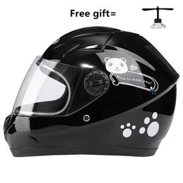 Motorcycle Helmets 4-10 Old Children Motorbike Helmet Full Face Available Size 48-54cm Removed Neckerchief