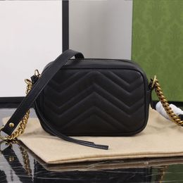 Chain Camera Bag Shoulder Genuine Leather Crossbody Underarm Bags Quilting Hobo Shopping Handbag Purse Women Wallets Pouch Wavy stripe Removable Strap