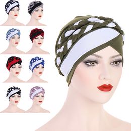 Indian Muslim Women Hijab Hat Cancer Chemo Cap Braid Turban Headscarf Islamic Head Wrap Beanie Bonnet Hair Loss Cover Headwear