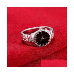 Cluster Rings Womens Sterling Sier Plated Watch Zircon Ring Gssr887 Fashion 925 Plate Drop Delivery Jewellery Dhzob