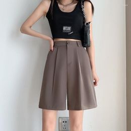Women's Shorts Korean High Waist Wide Leg Casual For Women Summer Loose Khaki Zipper Pocket Fashion Solid Knee Length Suits Pants