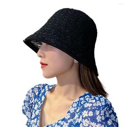 Wide Brim Hats Fashion Summer Hat Anti-pilling Round Dome Anti-UV Hollow Out Crochet Floppy Top Sun Basin Protection