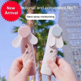 New 2 in1 Portable Hydrating Spray Mist Mini Fan Humidifier Handheld USB Rechargeable Small Cooling Fan Home Outdoor Air Cooler