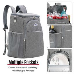 Backpacking Packs 18L Large Capacity Picnic Cooler Backpack Lunch Beer Thermal Insulation Box Double Zipper Outdoor Food and Beverage Storage Bag P230524