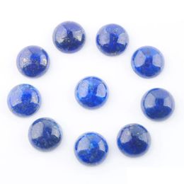 Loose Gemstones Natural Lapis Laz Cabochon 12Mm For Jewelry Making Flat Back Fit Round Cameo Stud Earring Accessories Craft U3254 Dr Dh9Ly