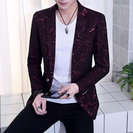Men's Suits HOO 2023 Man Fall Printed Leisure Long-sleeved Suit Youth Shadow Of Cultivate One's Morality Handsome
