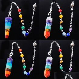 Pendant Necklaces Yowost Reiki Charm Pyramid 7 Chakra Pendum Natural Gem Stone Rainbow Layered Dowsing Healing Point Chain Bn360 Dro Dhzvn