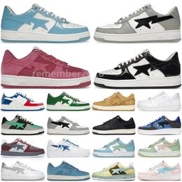 Sta Low Apes casual shoes men women Nigo France College Dropout Patent Leather white red blue black Paint beige suede Pastel Pink mens luxury designer sneakers R24
