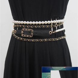 Other Fashion Accessories Womens Runway Pu Leather Chain Pearl Cummerbunds Female Dress Coat Corsets Waistband Belts Decorat Dhgarden Dh2Wd
