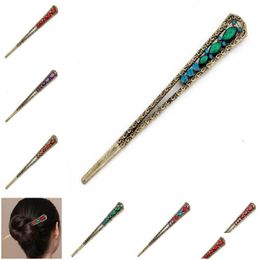 Hairpins Ethnic Style Classical Rhinestone Hairpin Head Accessories Hair Pin Gsfz047 Mix Order Drop Delivery Jewelry Hairjewelry Dhrmk