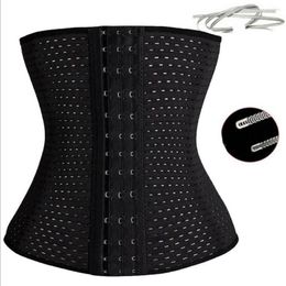 Women's Shapers Steel Bones Hollow Breathable Corset Body Shaper Abdominal Belt BK/XL