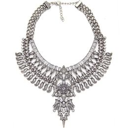 Chokers Antique Crystal Gem Choker Bridal Vintage Maxi Statement Necklace Collar Women Bijoux Accessory 230524