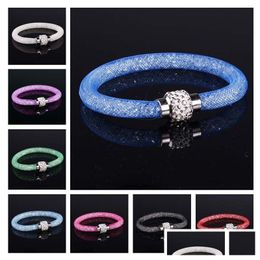 Slap Snap Bracelets Spring New Bracelet Mti Color Mesh Rope Environmental Protection Diamond Magnetic Gsfb266 Mix Order 20 Pieces Dheia