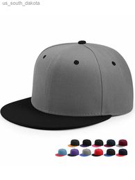 Ball Caps Wholesale Hip Hop Flat Peaked Cap Adult Solid Colour Patched Baseball Hat Women and Men Custom Plain Snapback Cap 33 Colos L230523