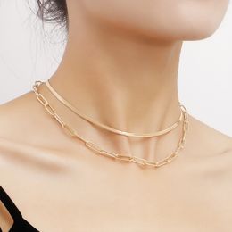 preppy Jewellery double-layered square clavicle chain blade snake chain clavicle chain ladies necklace wholesale niche design combination set designer Jewellery