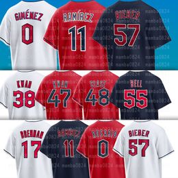 11 Jose Ramirez Baseball Jerseys Amed Rosario Guardians Andres Gimenez Shane Bieber Myles Triston McKenzie Emmanuel Clase Steven Kwan