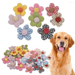 Dog Apparel 10pcs Pet Bowknot Hair Flower Clip Grooming Colourful Cute Hand-made Headwear Bows For Small