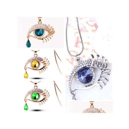 Pendant Necklaces Fashion Eyes Crystal Tears Eyelash Necklace Gsfn059 With Chain Mix Order Drop Delivery Jewelry Pendants Dhzzp