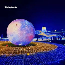 Beautiful Large Illuminated Inflatable Planet Balloon Huge Sphere Space Theme Ball With LED Light For Party Decoration