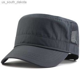 Ball Caps Men's large size hat quick-drying flat top hat outdoor leisure sun hat women big size mesh army cap 56-60cm 61-68cm L230523