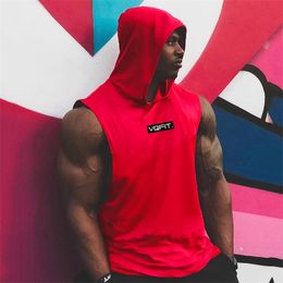Mens Tank Tops Brand Gyms Clothing Bodybuilding Hooded Top Cotton Sleeveless Vest Sweatshirt Fitness Workout Sportswear Male 230524