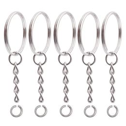 20pcs Key Chain Rings Metal Blank Keychain with Jump Ring for Pendants Keyfob Key Holder DIY Jewelry Making Crafts Accessories