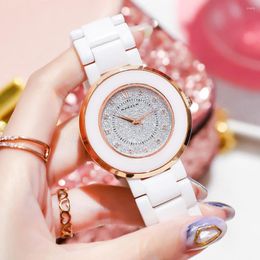 Wristwatches NAKZEN Women's Quartz Fashion Simple Ceramics Analogue Watch Ceramic Band 30M Waterproof Diamond Dress Watches Relogio