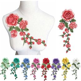 20PSCSewing Notions Tools 29CM Red Blue Embroidery Sew Patch Rose 3D Peony Wedding Decal Lace Decoration Bridal Evening Dress DIY P230524