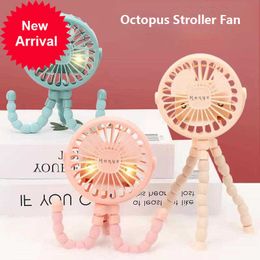 New Portable Octopus Stroller Fan Outdoor Cart Fan Clip On For Baby 600mAh USB Rechargeable Handheld Electric Fan For Home 3 Speeds