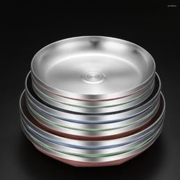 Dinnerware Sets Stainless Steel Plate Round Metal Cake Platters Cheese Serving Dinner Butler Dish Fruit Tray
