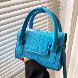 Evening Bags 2023 Fashion Women Small Totes High Quality Stone Pattern PU Leather Handbag Green Blue Shoulder Clutch Mini Messenger