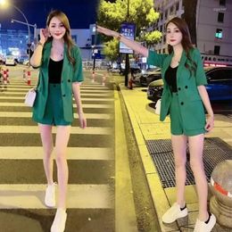 Women's Tracksuits Woman's Shorts Suit Spring/summer Korean Style Fashionable Single Breasted Solid Color Ladies Suits Drop HTHFFam155