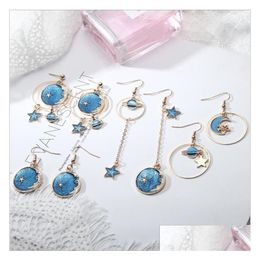 Dangle Chandelier Womens Blue Starry Planet Earrings Gsfe001 Fashion Gift National Style Women Diy Jewellery Earring Drop Delivery Dhqfz