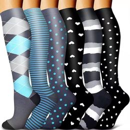 Compression Socks for Men Women 20-30mmHg Graduated Supports Knee Socks for Soccer Running Nurses Athletic Stripes Leopard print Solid Stockings