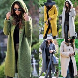 Cardigans 2021 Autumn and Winter Cardigan Knitted Sweater Coat Ladies Long Plus Size Hooded Top