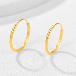 Huggie 24k gold earrings 999 real gold hoop earrings for women gold hoops earrings gold small hoop earrings 8.3mm real gold jewelry