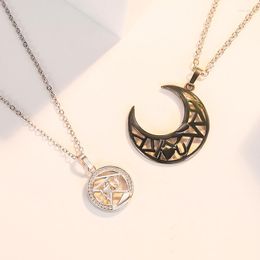 Pendant Necklaces Selling Silver Colour Sun Moon Day And Night Black White Couple Necklace Gift 32132